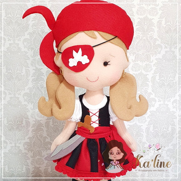 Kit Piratas Meninas - Bonecos em Feltro
