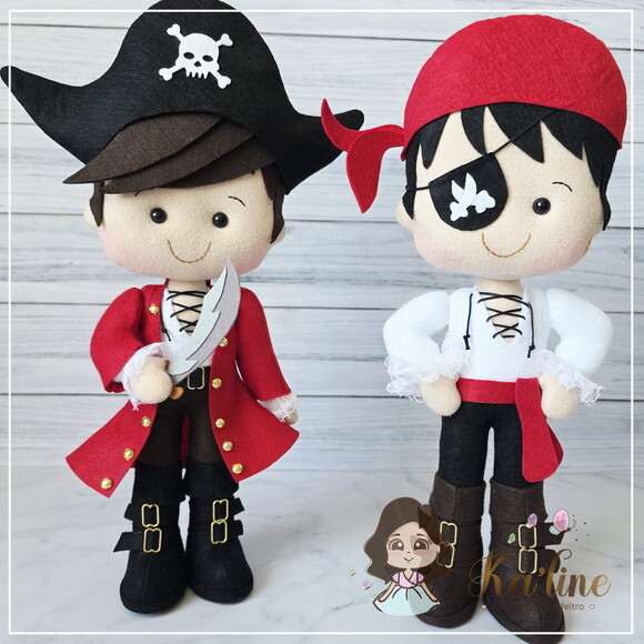 Kit Piratas Meninos - Bonecos em Feltro
