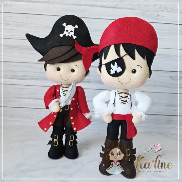 Kit Piratas Meninos - Bonecos em Feltro