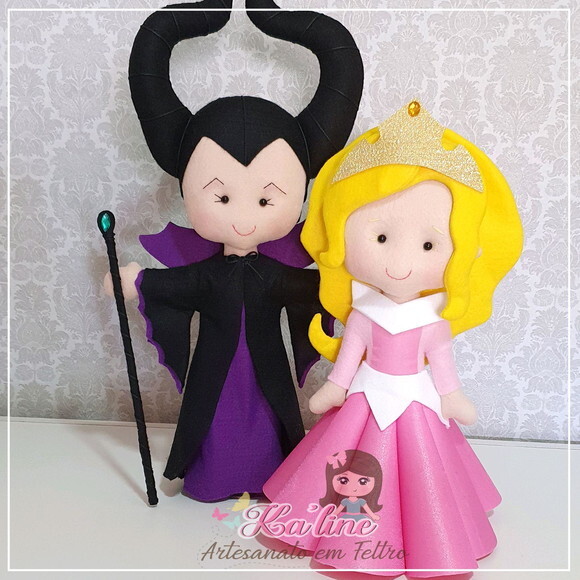 Kit Princesa Aurora - Bela Adormecida- Bonecos em Feltro