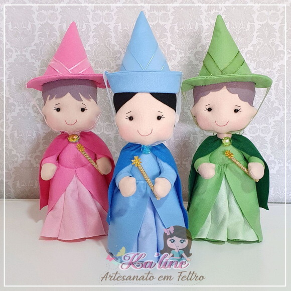 Kit Princesa Aurora - Bela Adormecida- Bonecos em Feltro