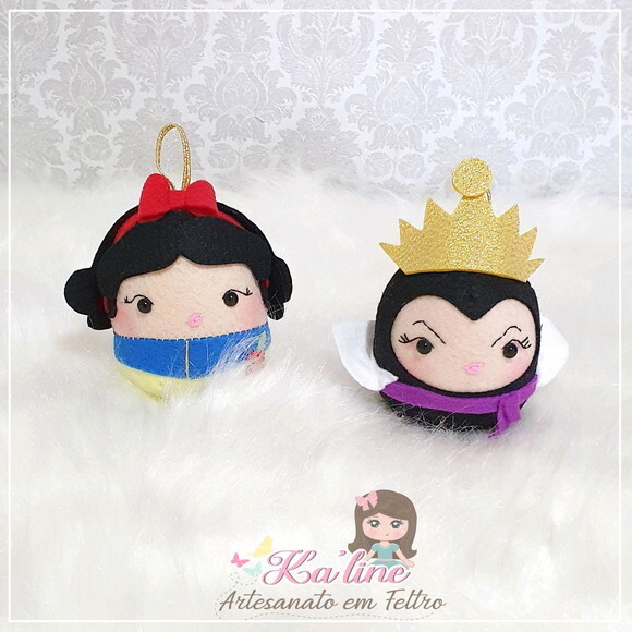 Kit Puffs Branca de Neve e os 7 Anões - Bonecos em Feltro