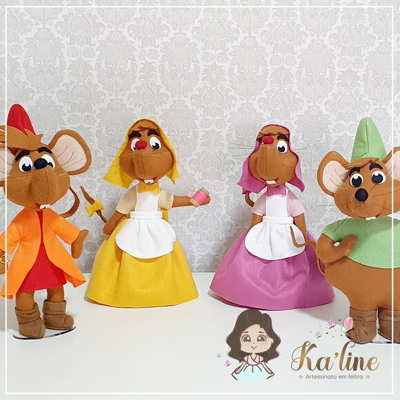 Kit Ratinhos Cinderela - Bonecos em Feltro