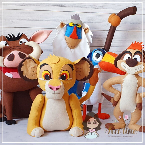 Kit Rei Leão - Bonecos em Feltro