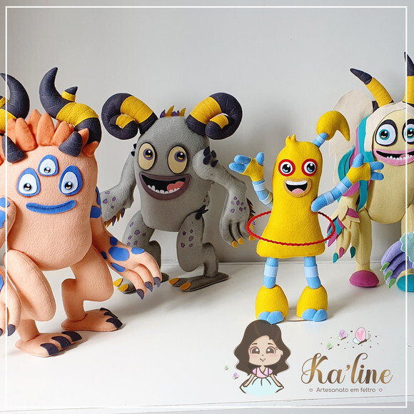 Kit Singing Monsters - Bonecos em Feltro