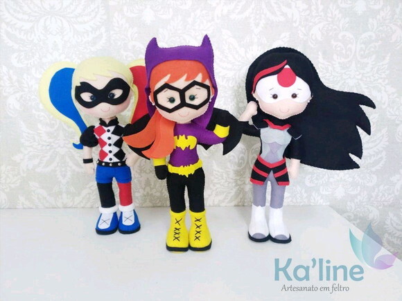 Kit Super Heroínas - Bonecos em Feltro