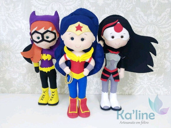 Kit Super Heroínas - Bonecos em Feltro