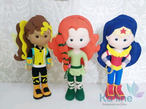 Kit Super Heroínas - Bonecos em Feltro