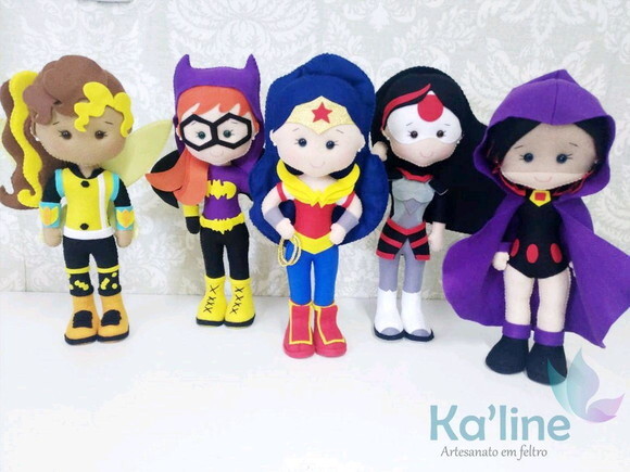 Kit Super Heroínas - Bonecos em Feltro