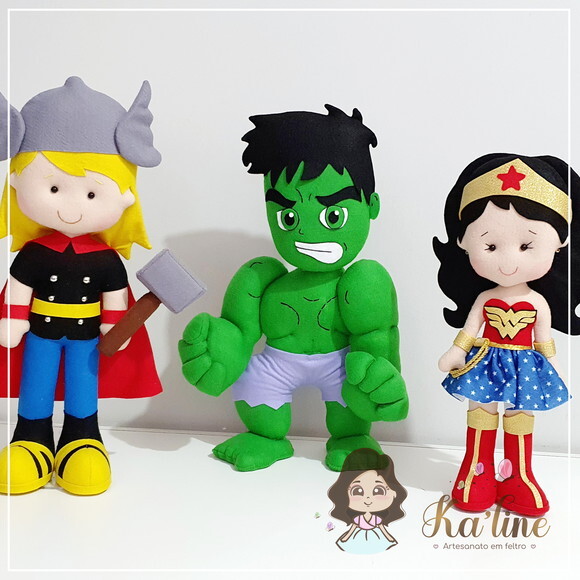 Kit Super Heróis - Bonecos em Feltro