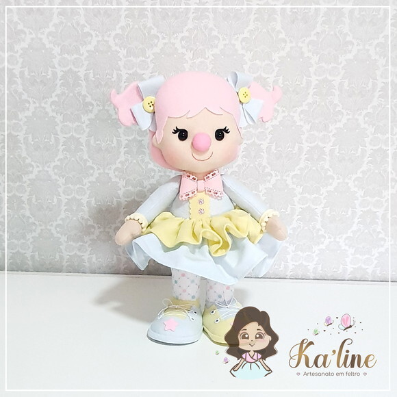 Palhacinha - Circo Rosa Luxo - Bonecos em Feltro