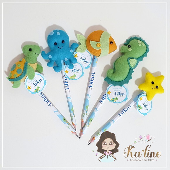 Ponteiras de Lápis + Lápis Personalizado - Fundo do Mar