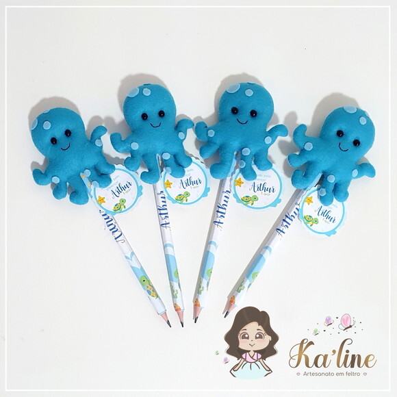 Ponteiras de Lápis + Lápis Personalizado - Fundo do Mar