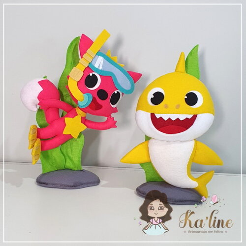 Kit Baby Shark - Bonecos em Feltro