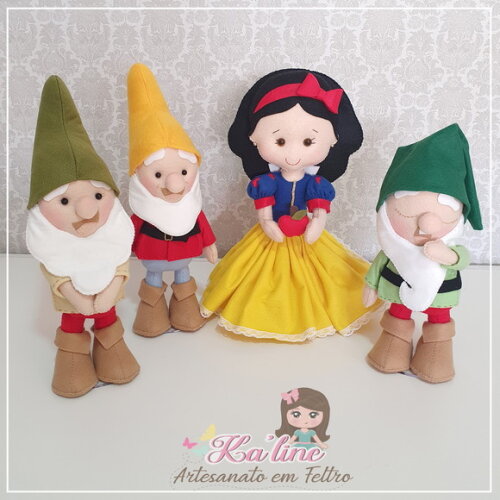 Kit Branca de Neve e Anões - Bonecos em Feltro