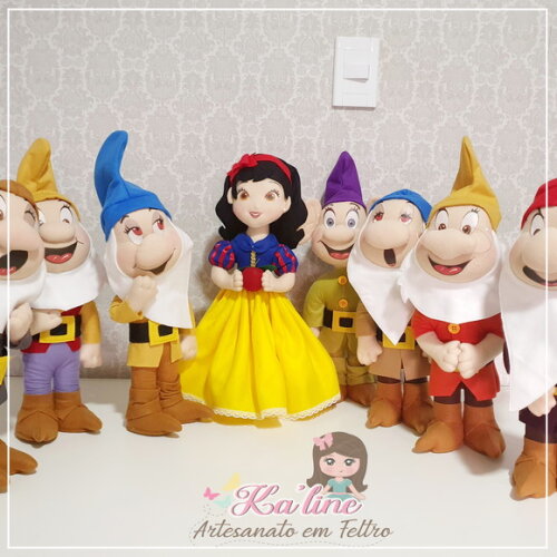 Kit Branca de Neve e os 7 Anões - Bonecos em Feltro