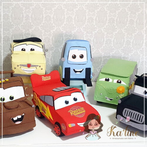 Kit Carros Disney - Bonecos em Feltro