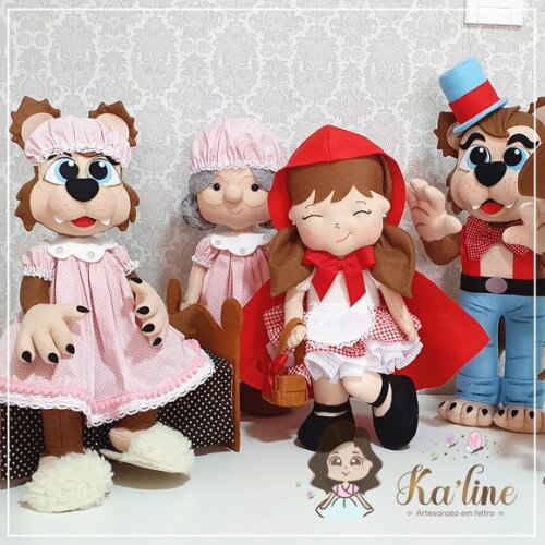 Kit Chapeuzinho Vermelho -Bonecos feltro