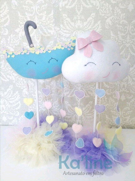 Kit Chuva de amor - Bonecos em Feltro