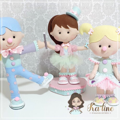Kit Circo Rosa - Bonecos em Feltro