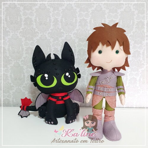 Kit Como Treinar seu Dragão - Bonecos em Feltro