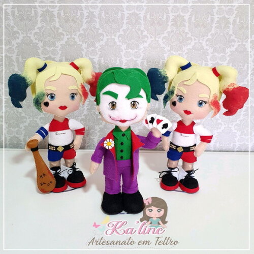 Kit Coringa E Arlequina - Bonecos Em Feltro