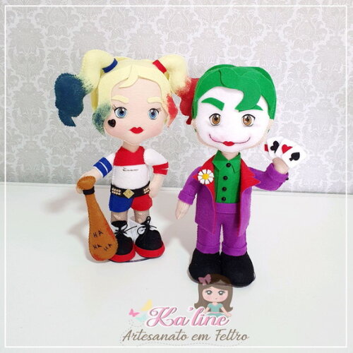 Kit Coringa E Arlequina - Bonecos Em Feltro