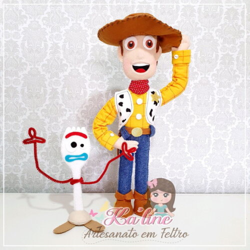 Kit Garfinho + Woody Toy Story - Bonecos em Feltro