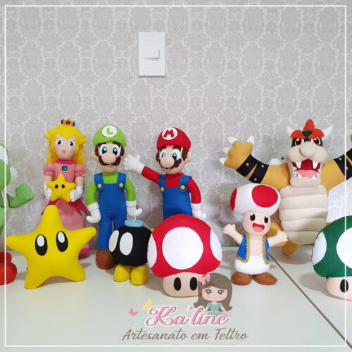 Kit Mário Bross - Bonecos Em Feltro
