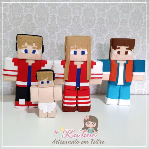 Kit Minecraft Família JP - Bonecos em Feltro