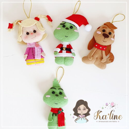 Kit Pingentes Natal Grinch - Bonecos em Feltro