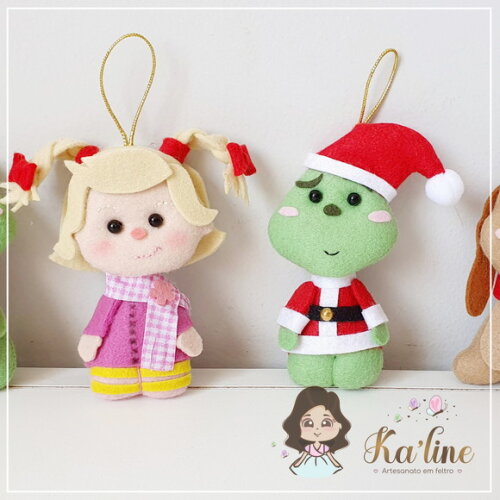 Kit Pingentes Natal Grinch - Bonecos em Feltro