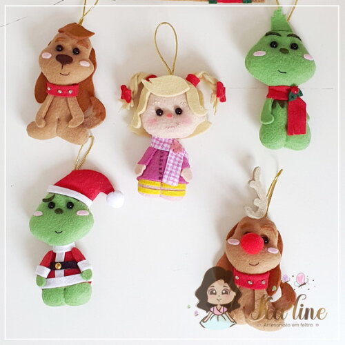 Kit Pingentes Natal Grinch - Bonecos em Feltro