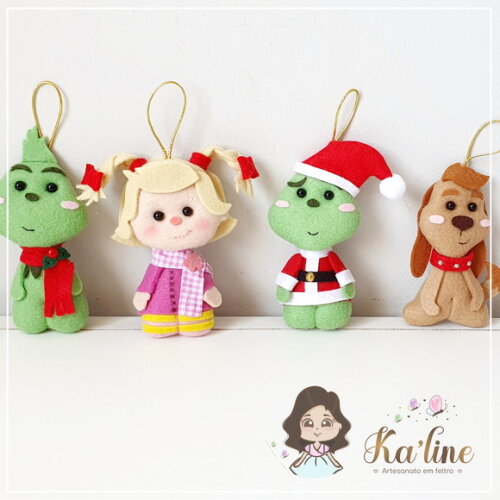 Kit Pingentes Natal Grinch - Bonecos em Feltro