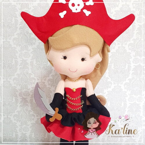 Kit Piratas Meninas - Bonecos em Feltro