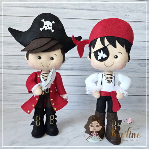 Kit Piratas Meninos - Bonecos em Feltro