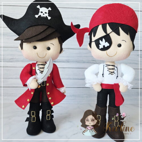 Kit Piratas Meninos - Bonecos em Feltro