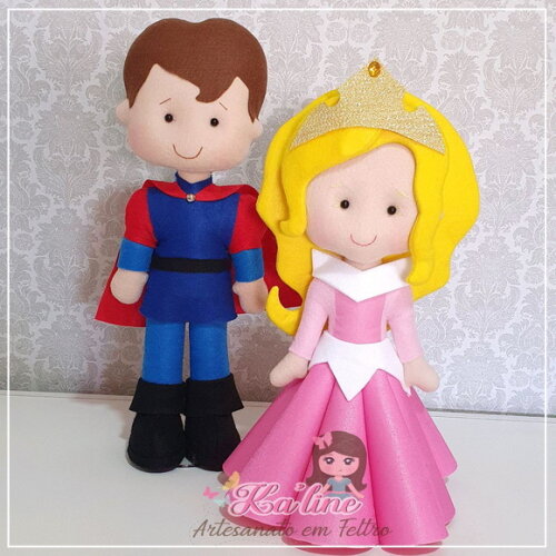 Kit Princesa Aurora - Bela Adormecida- Bonecos em Feltro