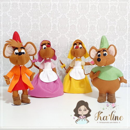 Kit Ratinhos Cinderela - Bonecos em Feltro