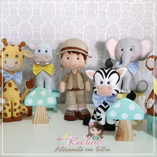 Kit Safari Bichinhos- Bonecos em Feltro