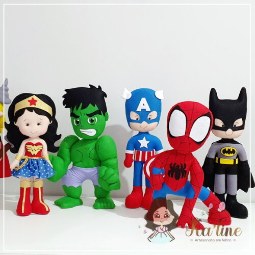 Kit Super Heróis - Bonecos em Feltro