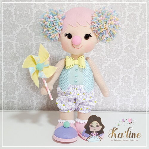 Palhacinha - Circo Rosa Luxo - Bonecos em Feltro