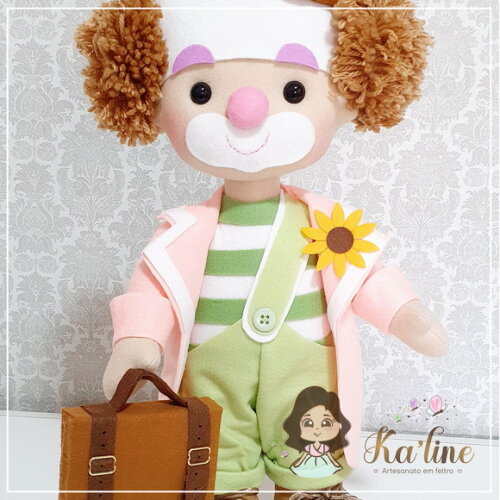 Palhacinho - Circo Rosa Luxo - Bonecos em Feltro