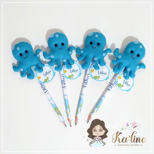 Ponteiras de Lápis + Lápis Personalizado - Fundo do Mar