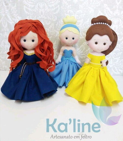 Princesas Disney Luxo - Bonecos em Feltro - 1ª PEÇA