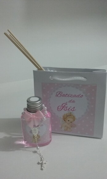 Mini Aromatizador 35 ml , Mini Terço e Sacolinha Personaliza