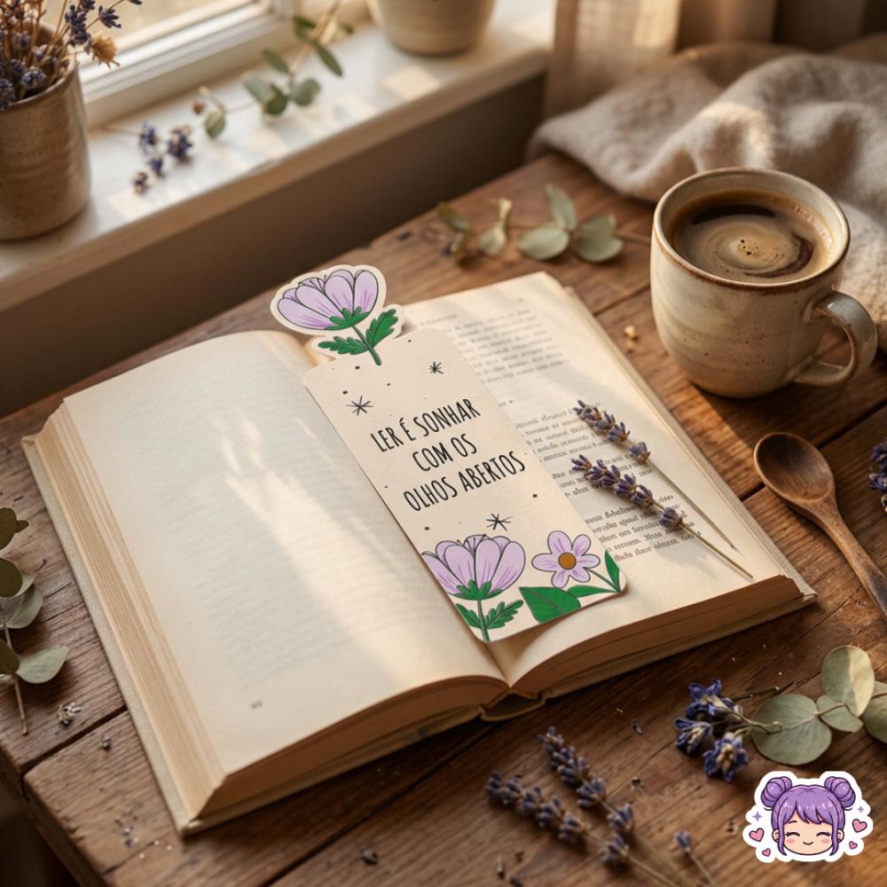 Marcador de Página Floral com Frases Motivacionais | Arquivo Dig