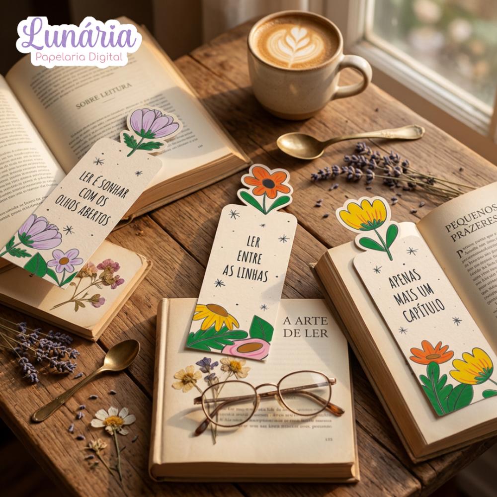 Marcador de Página Floral com Frases Motivacionais | Arquivo Dig