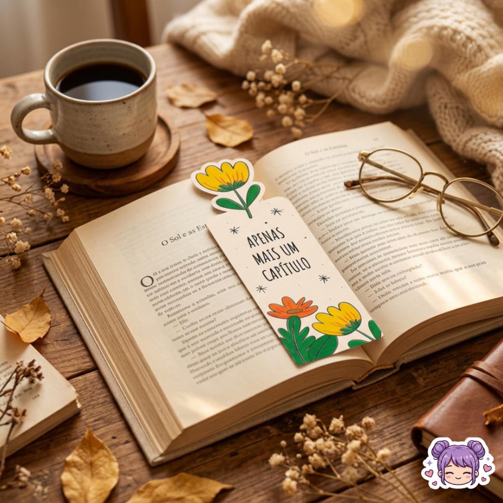 Marcador de Página Floral com Frases Motivacionais | Arquivo Dig