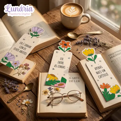Marcador de Página Floral com Frases Motivacionais | Arquivo Digital PDF PNG